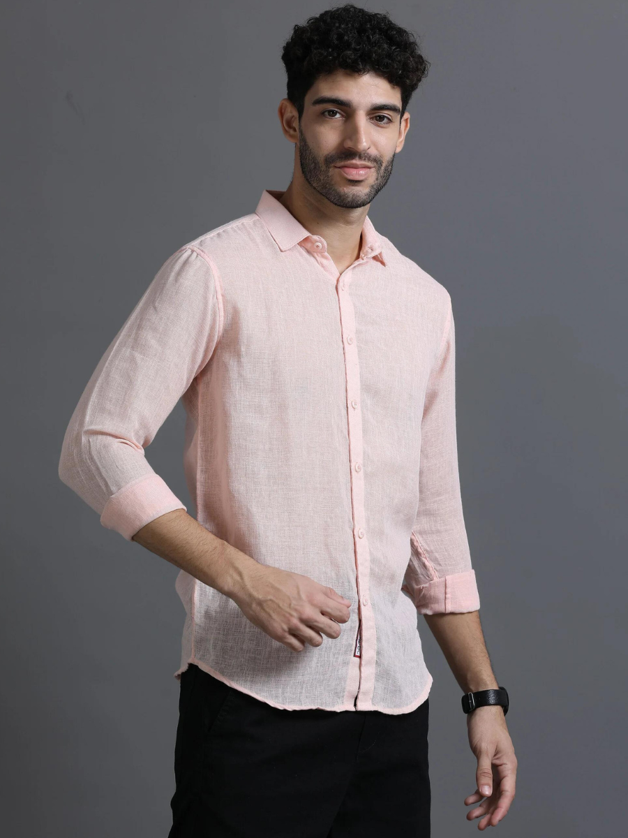 Faded Pink Collared Linen Shirt