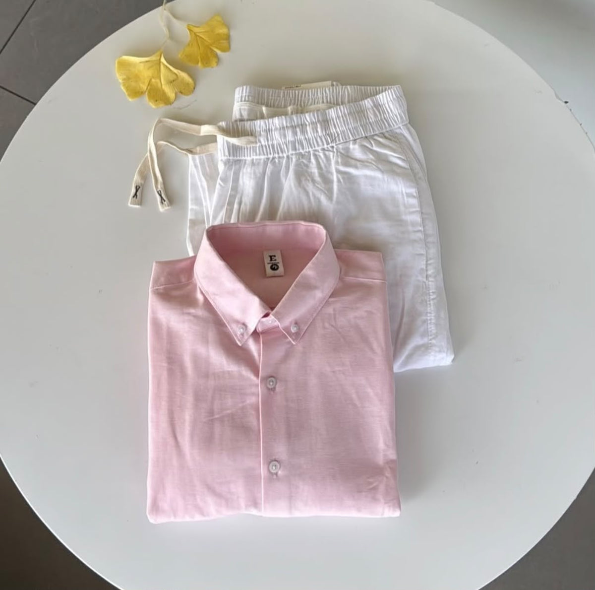 Old Money Edition Linen  Set - Pink & White