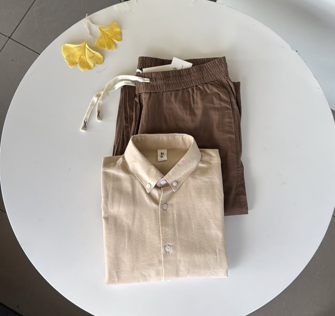 Old Money Edition Linen Set - Beige & Brown